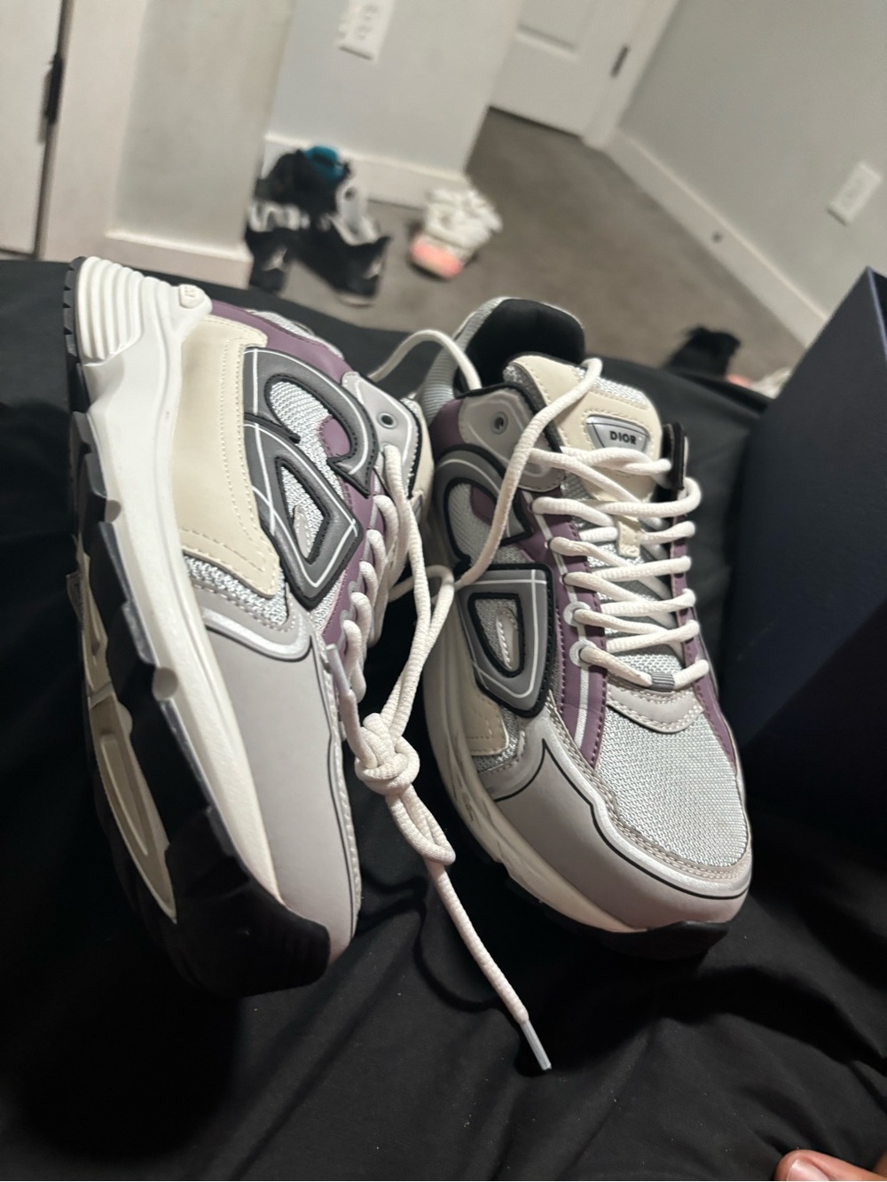 Dior b30 Sneakers in White and Purple Accents - Picture 2 of 6